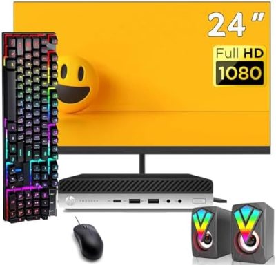 HP ProDesk 600 G3 Mini PC Desktop Computer, 24" FHD