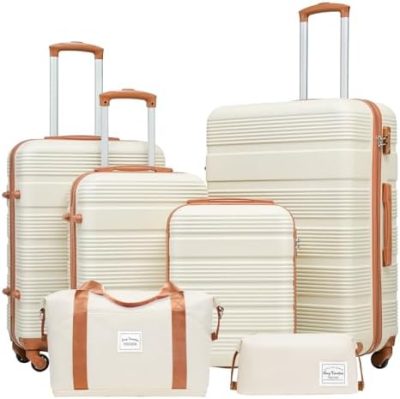 LONG VACATION Luggage Set 4 Piece ABS Hardshell Suitcase with