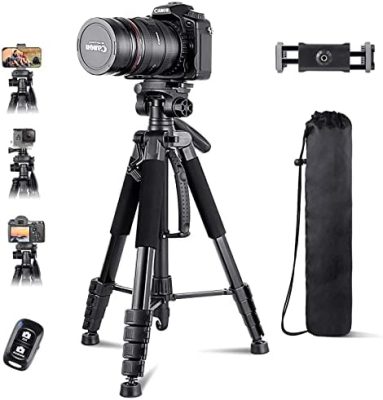 Torjim 74” Camera Tripod with Travel Bag, Extendable Cell Phone