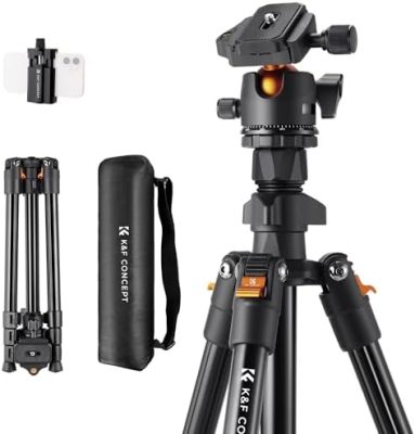 K&F Concept 64 inch/163cm Camera Tripod,Lightweight Travel Outdoor DSLR Tripods