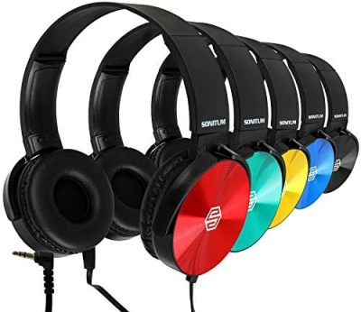 Kids Headphones Bulk 5 Pack, Student On Ear Color Varieties,