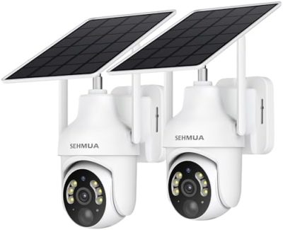SEHMUA 2K Solar Security Cameras Wireless Outdoor, 2 Pack 360°