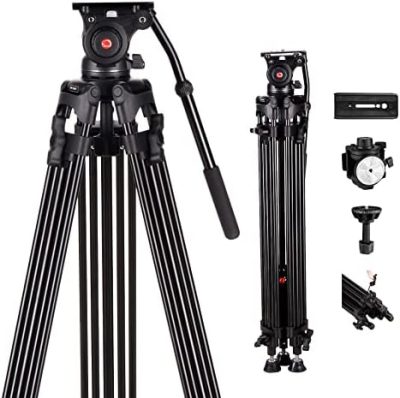 72" Heavy Duty Tripod for Camera, Professional Fluid Head Video