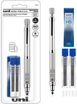 Uniball Kuru Toga Elite Mechanical Pencil Starter Kit with Silver
