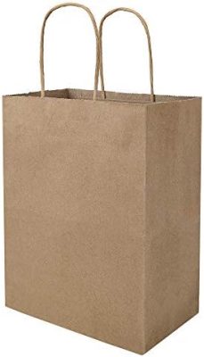 bagmad 100 Pack 8x4.75x10 inch Plain Medium Paper Bags with