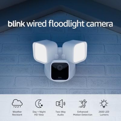 Blink Wired Floodlight Camera – Smart security camera, 2600 lumens,