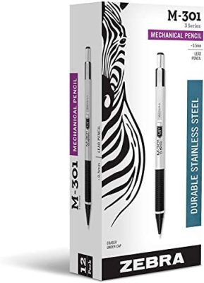 Zebra Pen M-301 Mechanical Pencil, Stainless Steel Barrel, Fine Point,