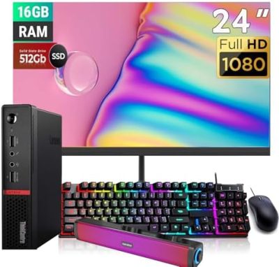 Lenovo ThinkCentre M715q Tiny PC Desktop Computer, with 24"(1920x1080) Monitor,