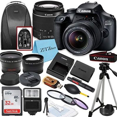 Canon EOS T100/4000D DSLR Camera with EF-S 18-55mm Lens, SanDisk