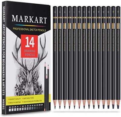 Professional Drawing Sketching Pencil Set - 14 Pieces,Graphite,(12B - 4H),