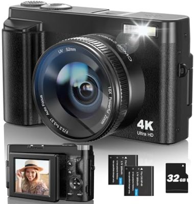 4K Digital Camera for Photography and Video, Autofocus 48MP Vlogging