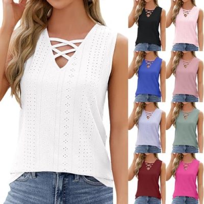 Ashowlaco Sexy Tank Tops for Women, Summer V Neck Casual