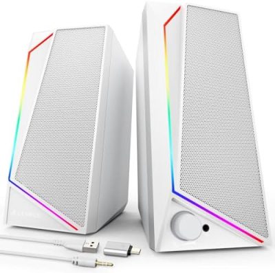 LENRUE Computer Speakers, USB/USB-C Powered PC Speakers with Loud Stereo