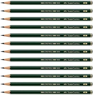 Faber-Castell pencils, Castell 9000 graphite pencils, 8B Pre-sharpened Black lead