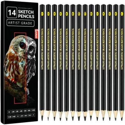 Drawing Pencils Set of 14 (B - 12B) Sketching Pencils
