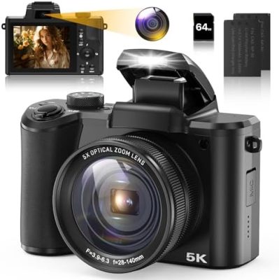5K Digital Camera for Photography and Video Autofocus 5X Optical
