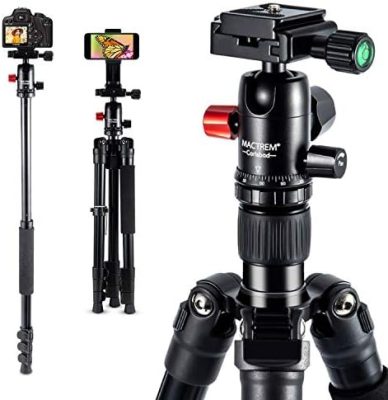 MACTREM Professional Camera Tripod with Phone Mount, 62" DSLR Tripod