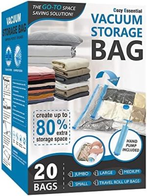 20 Pack Vacuum Storage Bags, Space Saver Bags (4 Jumbo/4