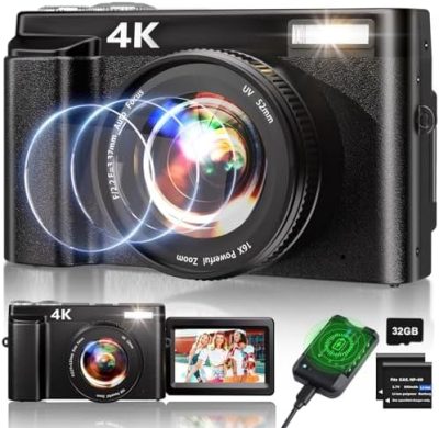 4K Digital Camera for Photography, 48MP Auto-Focus Vlogging Camera for