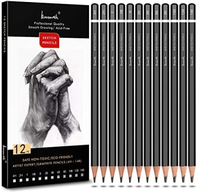 Graphite Sketch Pencils, 12 Pack, Black