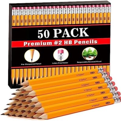 V-Opitos Wood-Cased #2 HB Pencils, 50 Pack Pre-Sharpened Pencils with