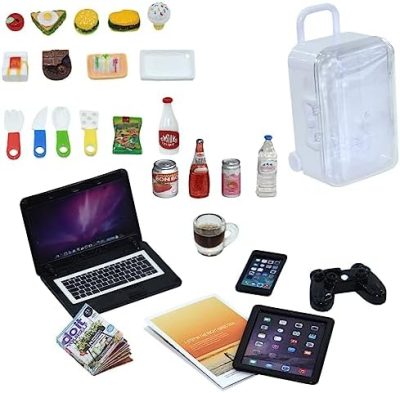 27 Pieces Dollhouse Mini Laptop Tablet and Smart Phone Newspaper