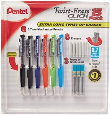 Pentel Twist-Erase Click Mechanical Pencil Set - 6 Mechanical Pencils,