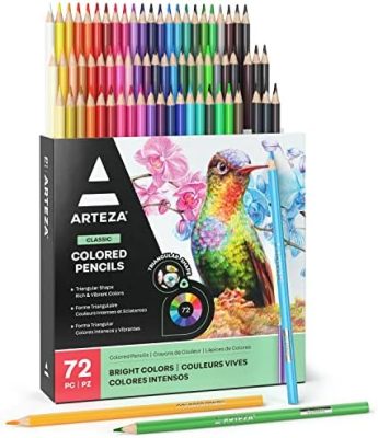 Arteza Colored Pencils for Adults, 72 Drawing Pencils with Case,