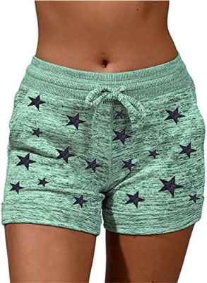 Ashowlaco Womens Summer Shorts, Yoga Pants, Trendy Print Casual Loose