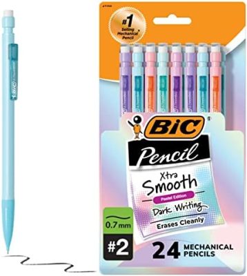 BIC Xtra-Smooth Pastel Mechanical Pencils with Erasers, Medium Point (0.7mm),