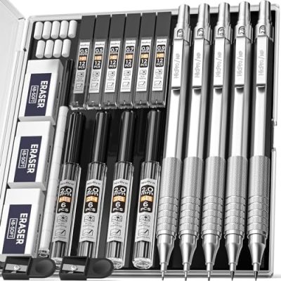 Nicpro 22PCS Metal Mechanical Pencil Set in Case, Art Drafting