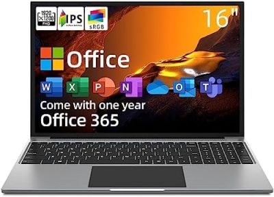 jumper Laptop, 16 Inch FHD IPS 1200p Screen, Quad Core