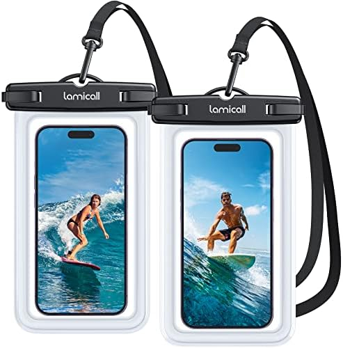 Lamicall Waterproof Phone Pouch Case – [2 Pack][Easy Lock & Heavy Duty] IPX8 Water Proof Cell Phone …