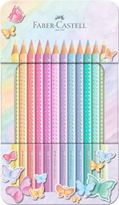 Faber-Castell Colouring Pencils Sparkle Pastel Pack of 12 Metal Case