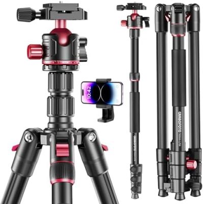 80“ DSLR-Camera-Tripod, Photography 360 Ball Head Professional Aluminum Tripod &