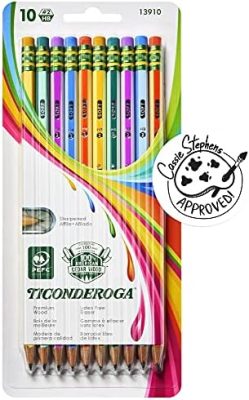 Ticonderoga X13910 Striped Wood-Cased Pencils, 2 HB Soft, Pre-Sharpened, 10
